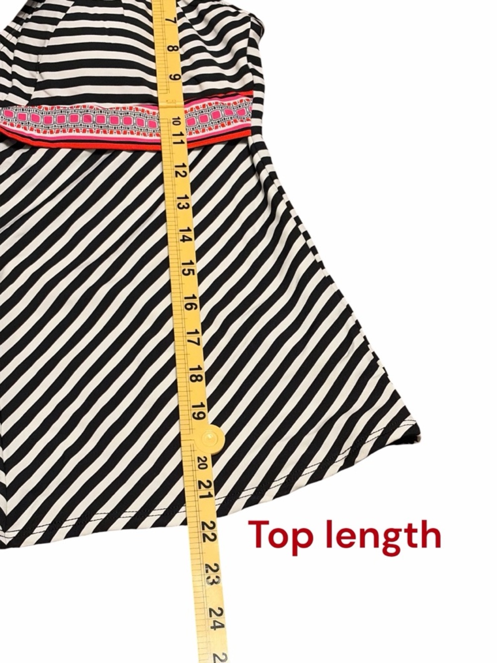 Gibson Latimer Black & White Striped Tankini with Pink Band - Picture 4 of 7